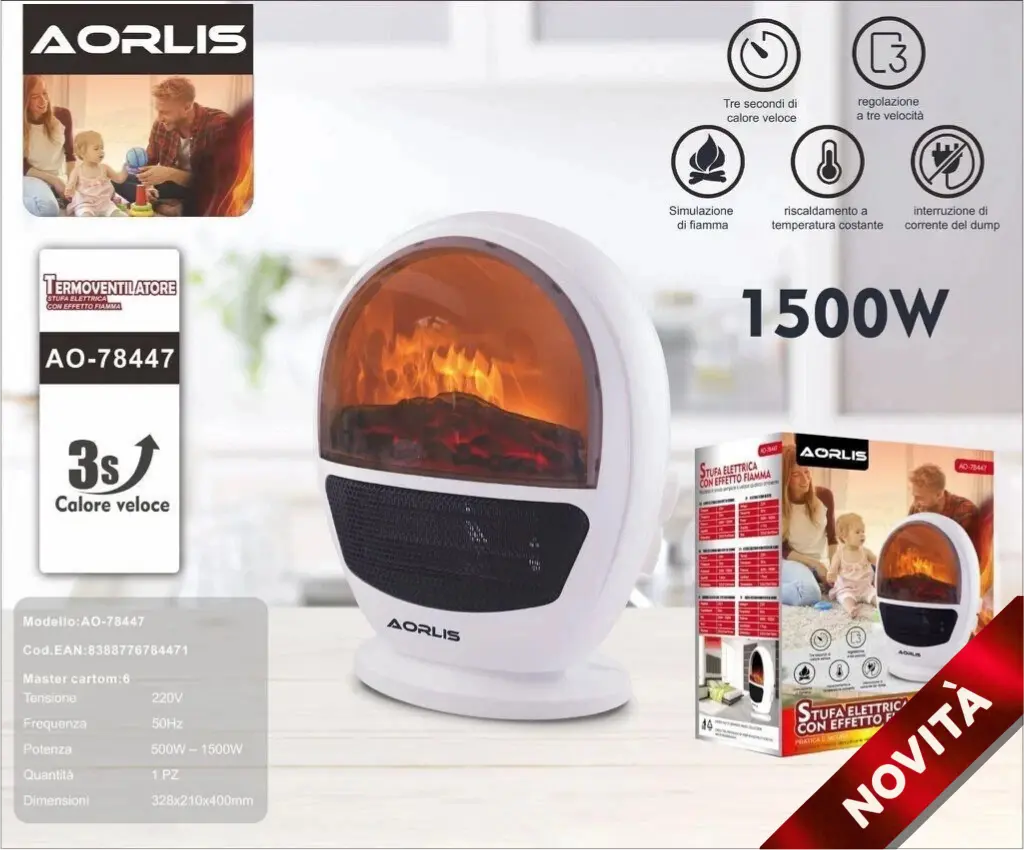 Camino Elettrico Portatile "Fiamma Viva" - Edizione Invernale