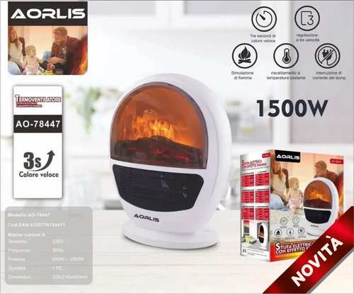 Camino Elettrico Portatile "Fiamma Viva" - Edizione Invernale